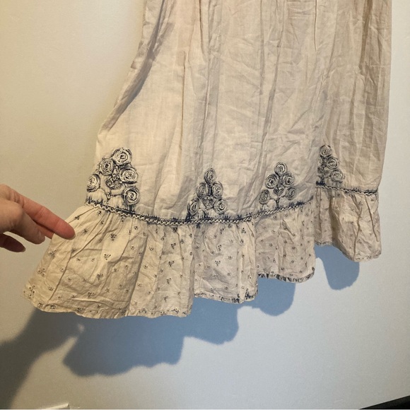 Scully Women’s 100% Cotton Mini Dress White Blue Boho Size M Lace Embroidered - Picture 7 of 8